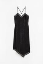 H & M - Lace-trimmed Satin Dress - Black