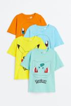 H & M - 4-pack Printed T-shirts - Yellow
