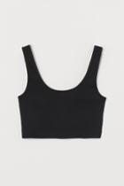 H & M - Cotton Crop Top - Black