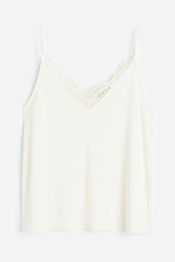H & M - Lace-trimmed Camisole Top - White