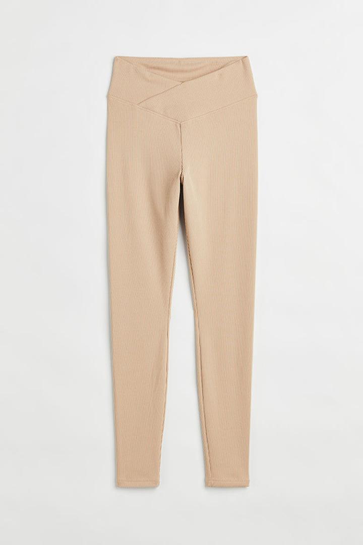 H & M - V-waist Leggings - Beige