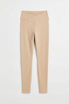 H & M - V-waist Leggings - Beige