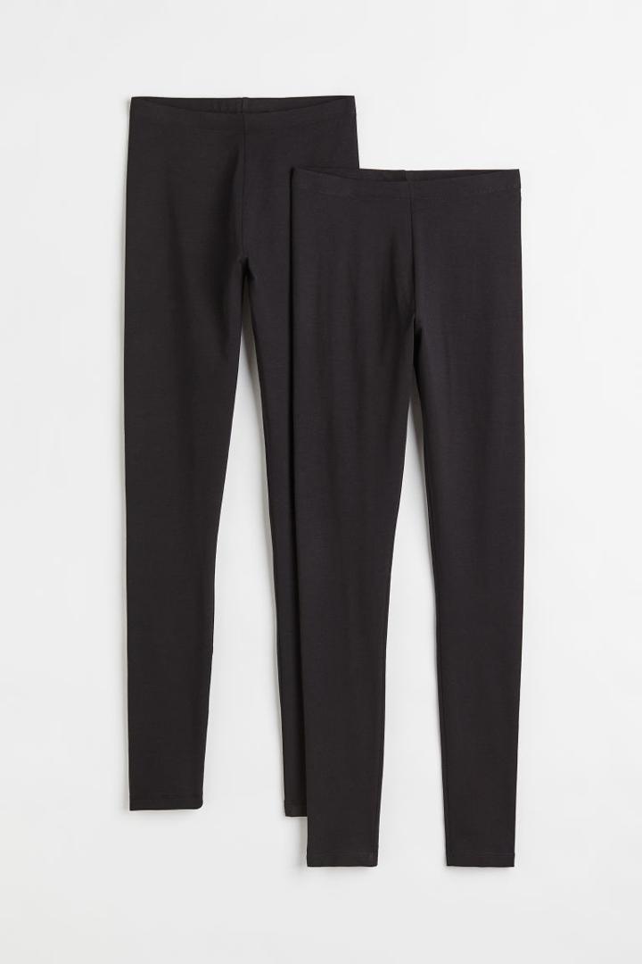 H & M - 2-pack Jersey Leggings - Black