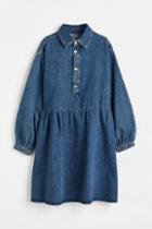 H & M - Collared Denim Dress - Blue