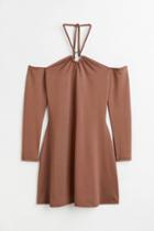 H & M - Off-the-shoulder Dress - Beige
