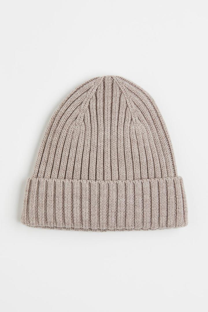 H & M - Rib-knit Wool Hat - Brown