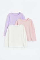 H & M - 3-pack Long-sleeved Tops - Purple