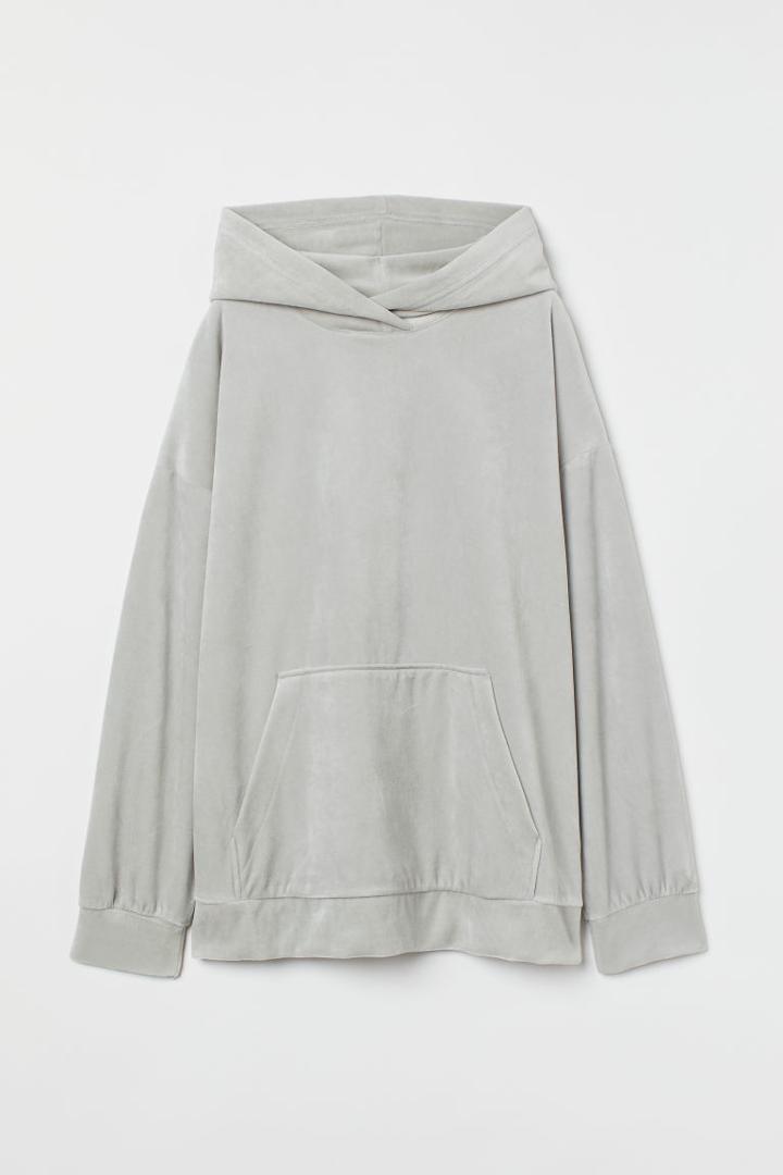 H & M - Velour Hoodie - Turquoise