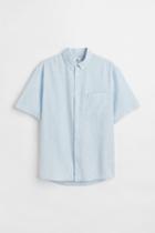 H & M - Regular Fit Short-sleeved Shirt - Blue