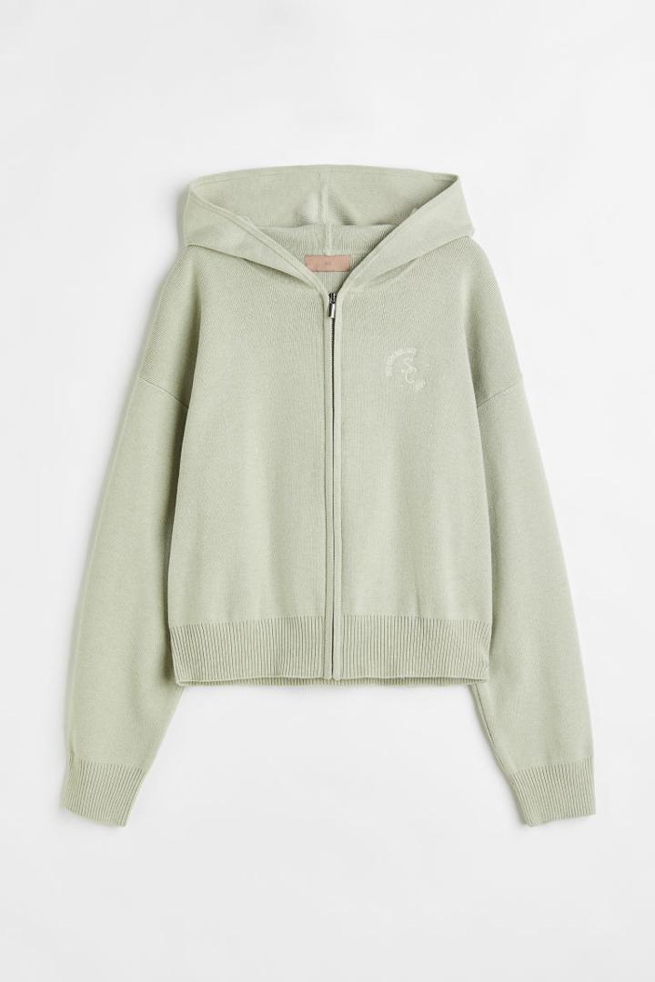 H & M - Knit Hooded Jacket - Green