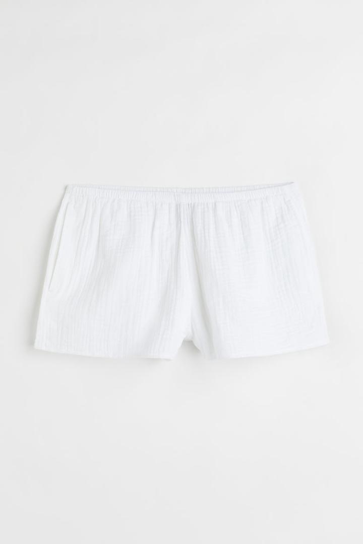 H & M - Textured-weave Shorts - White