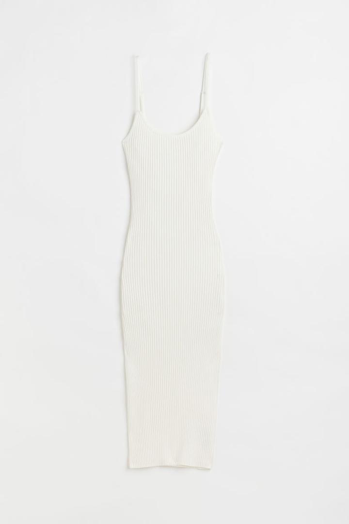 H & M - Rib-knit Bodycon Dress - White