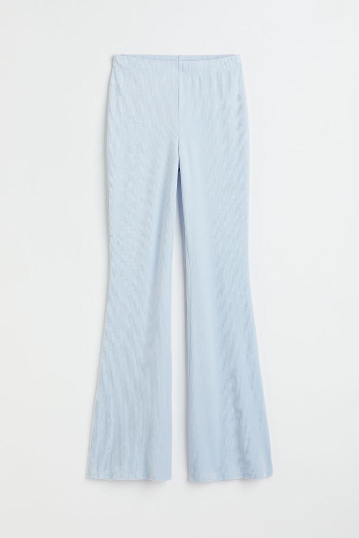 H & M - Ribbed Velour Leggings - Blue
