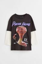 H & M - Printed Jersey Shirt - Black