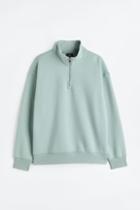 H & M - Relaxed Fit Half-zip Sweatshirt - Green