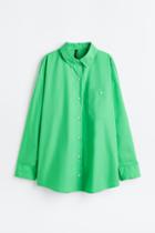 H & M - Oversized Poplin Shirt - Green