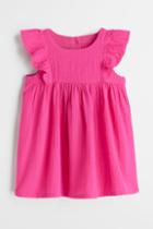 H & M - Flounce-trimmed Cotton Dress - Pink