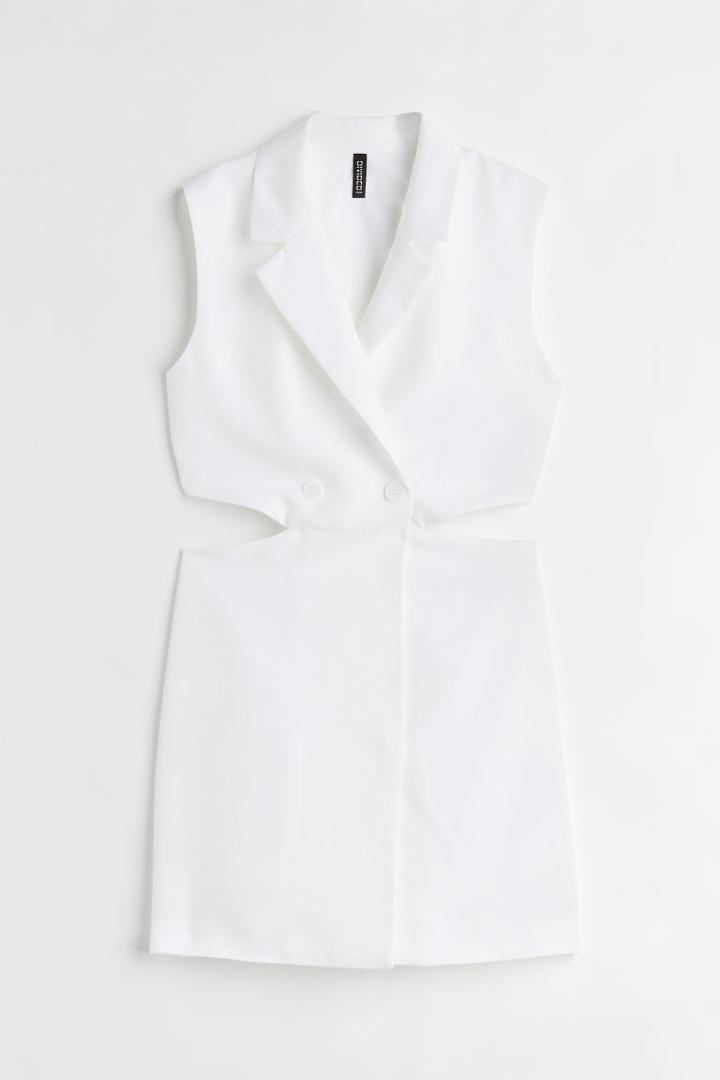 H & M - Sleeveless Cut-out Jacket Dress - White