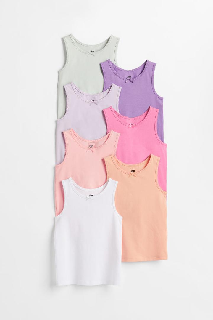 H & M - 7-pack Cotton Tank Tops - Purple