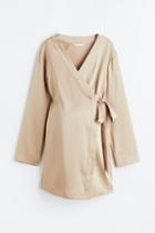 H & M - Mama Satin Wrap Cardigan - Beige