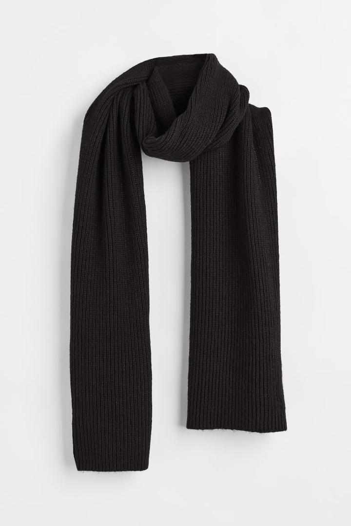 H & M - Rib-knit Scarf - Black