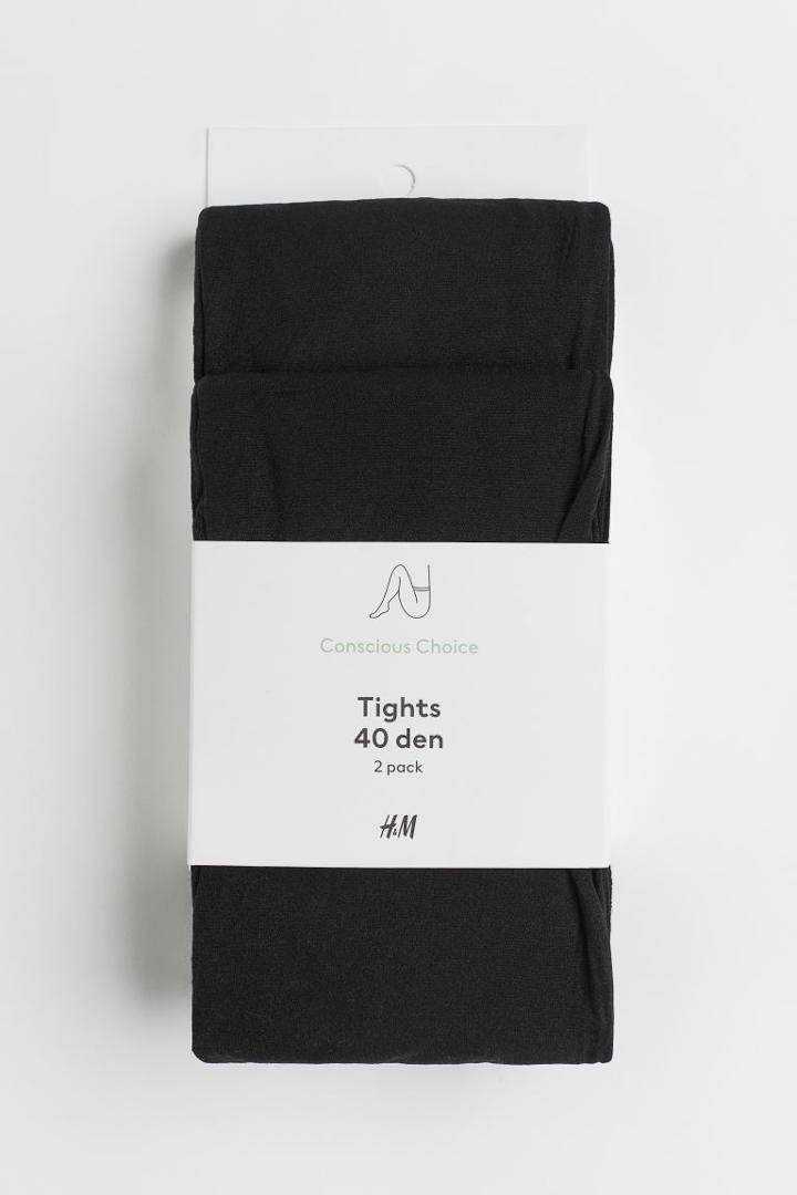 H & M - 2-pack 40 Denier Tights - Black