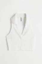 H & M - Halterneck Top With Collar - White