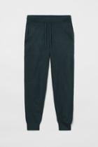 H & M - Regular Fit Fine-knit Joggers - Green