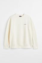 H & M - Relaxed Fit Appliqud Sweatshirt - White