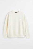 H & M - Relaxed Fit Appliqud Sweatshirt - White