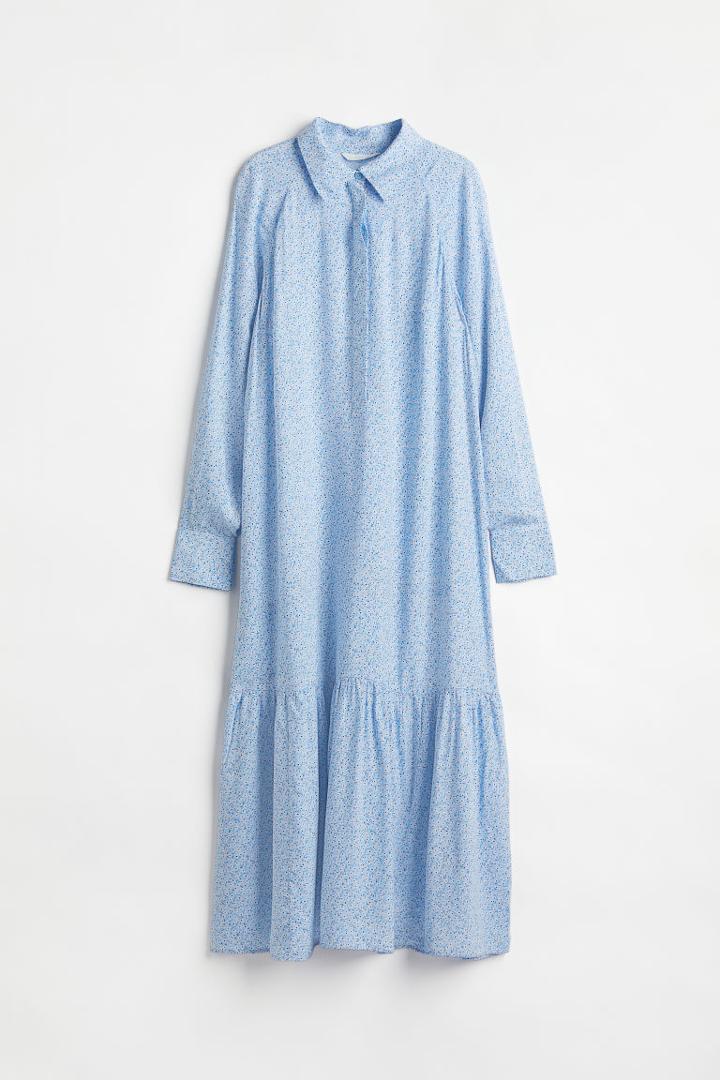 H & M - Patterned Shirt Dress - Blue