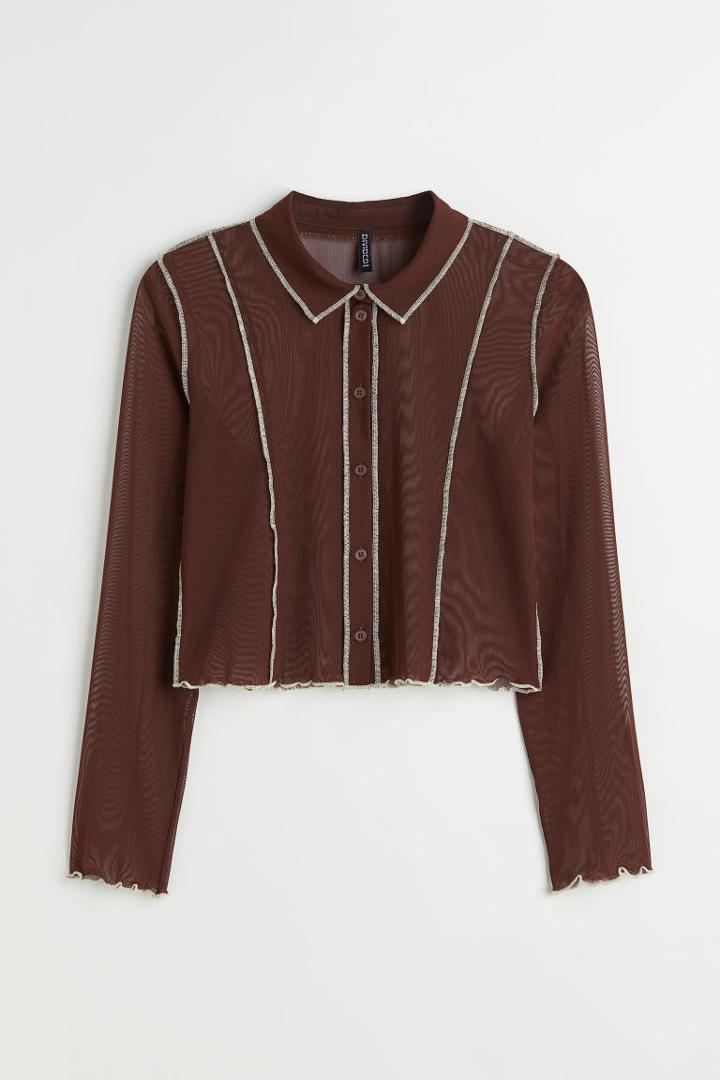 H & M - H & M+ Mesh Shirt - Brown