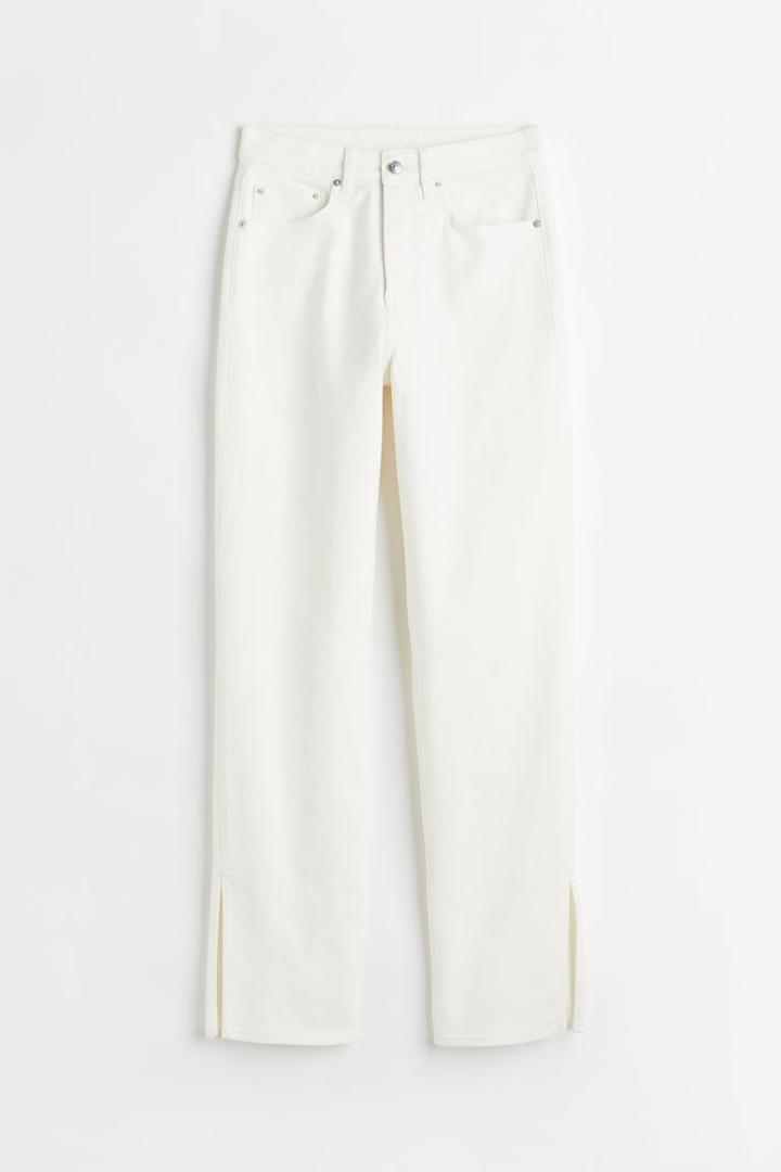 H & M - Straight High Jeans - White