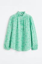 H & M - Ruffle-trimmed Blouse - Green