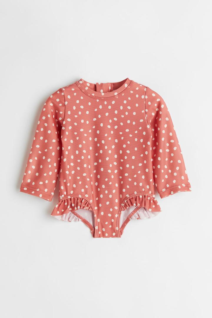 H & M - Long-sleeved Swimsuit - Orange