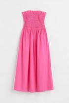 H & M - Smocked-bodice Dress - Pink