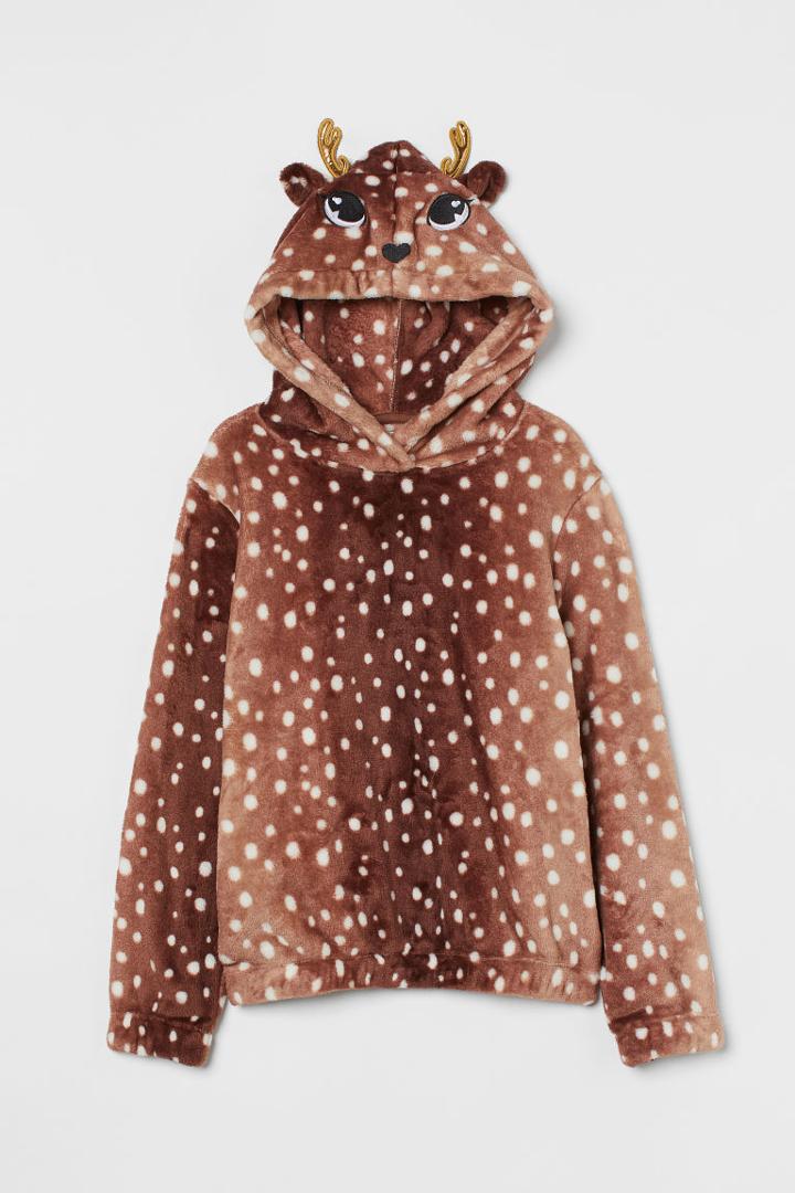 H & M - Appliqud Hoodie - Beige