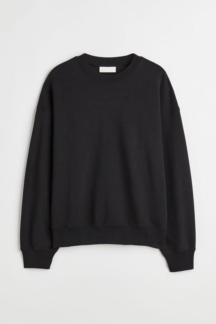 H & M - Oversized Fit Cotton Sweatshirt - Black