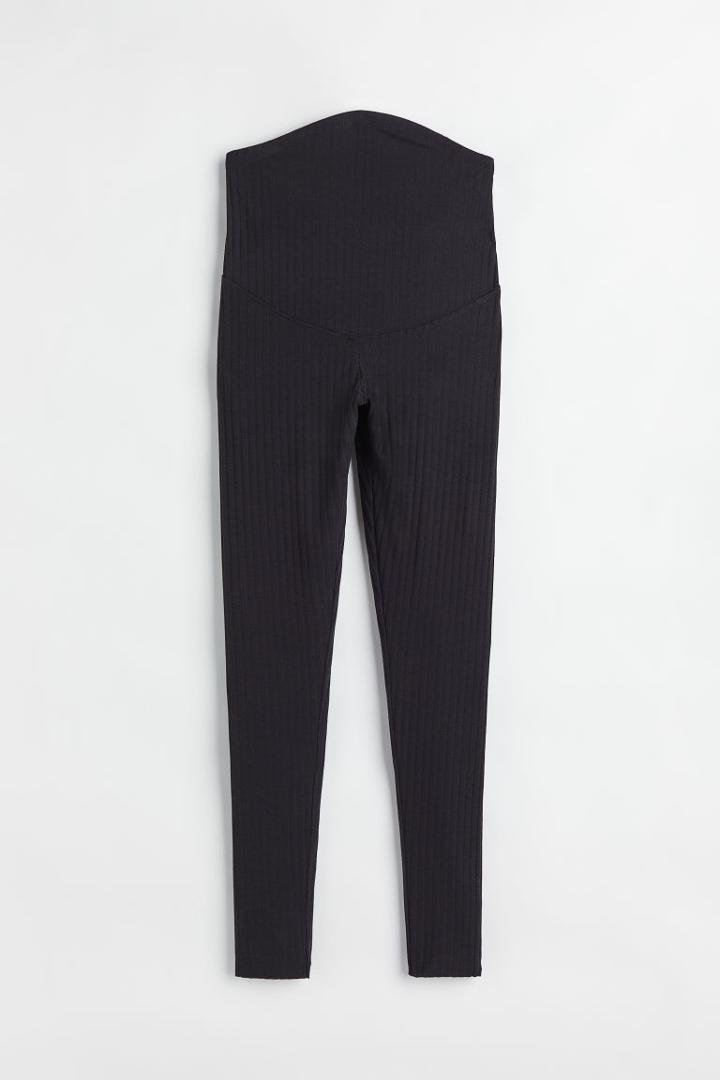 H & M - Mama Ribbed Leggings - Black