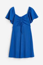 H & M - Crinkled Drawstring-detail Dress - Blue