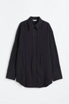 H & M - Crinkled Chiffon Shirt - Black