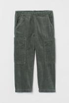 H & M - Cotton Corduroy Cargo Pants - Green