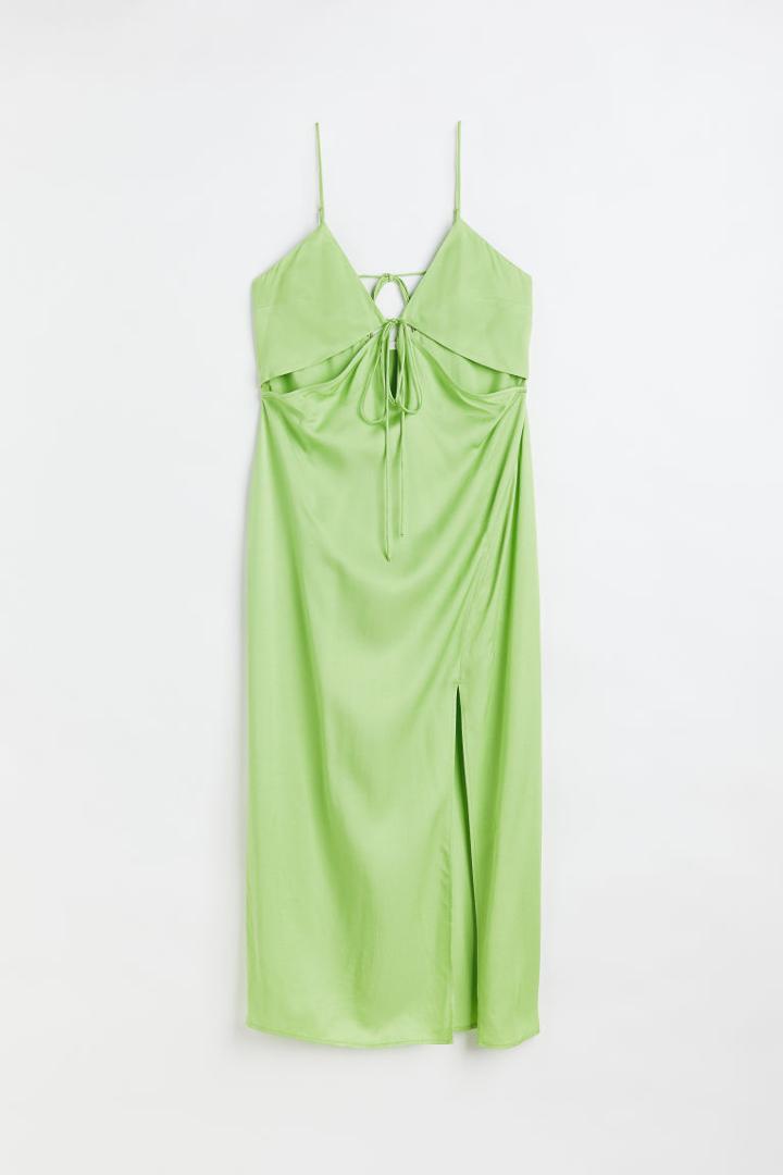 H & M - V-neck Cut-out Dress - Green