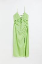 H & M - V-neck Cut-out Dress - Green