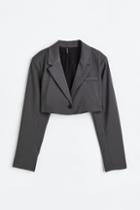 H & M - Twill Crop Blazer - Gray