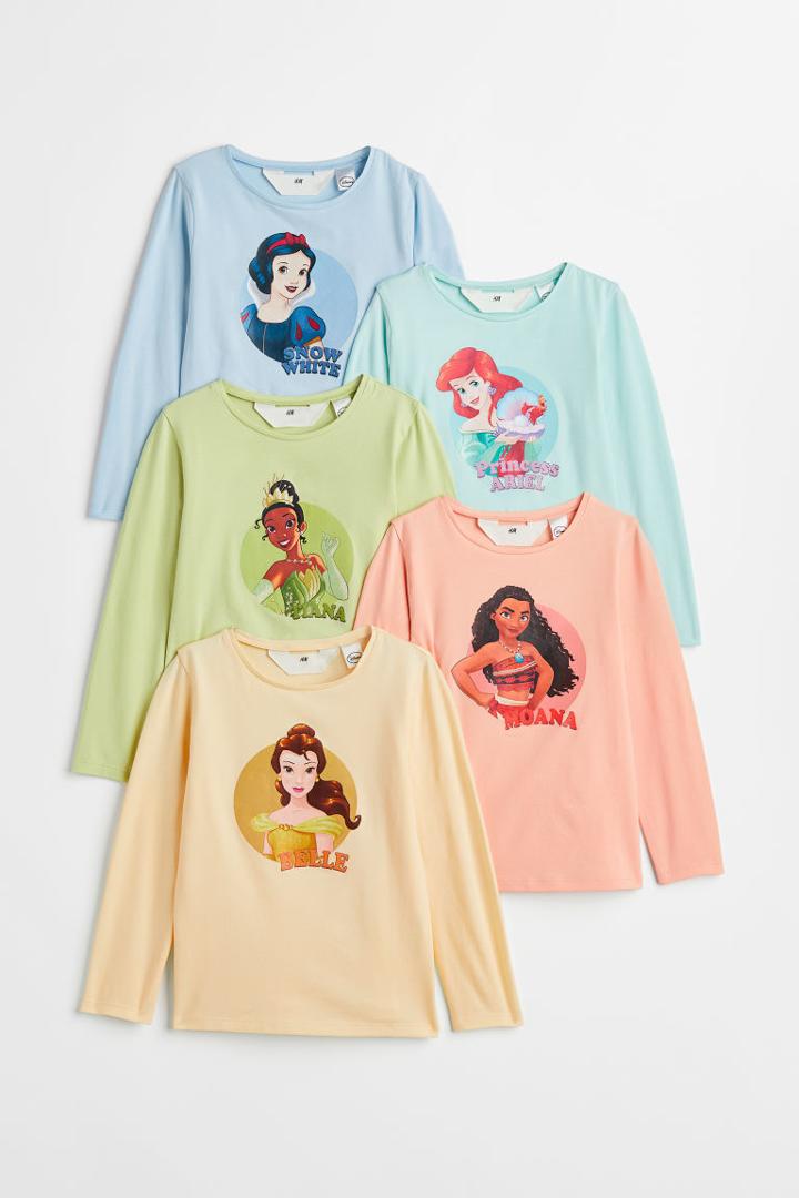 H & M - 5-pack Printed Tops - Yellow