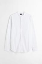 H & M - Muscle Fit Band-collar Shirt - White