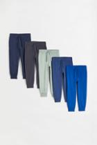 H & M - 5-pack Cotton Jersey Joggers - Blue