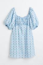 H & M - Puff-sleeved Dress - Blue