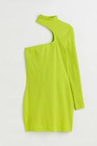H & M - Ribbed One-shoulder Dress - Green